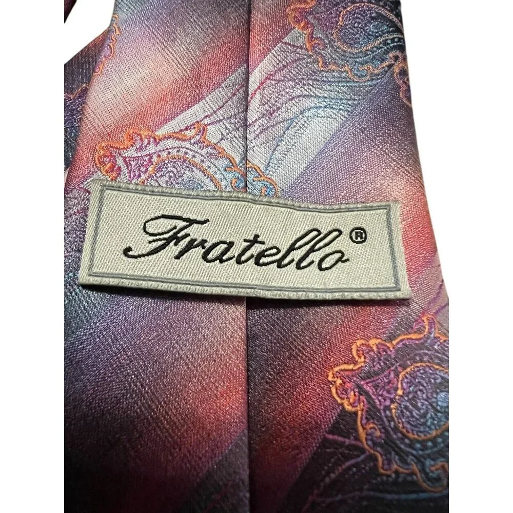 Fratello‎ 60” Men’s Tie 100% Polyester Multicolored Floral Design
